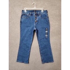 J CREW Flare Crop Mid-rise Jeans Womens 29 Petite Blue In All-day Stretch NEW